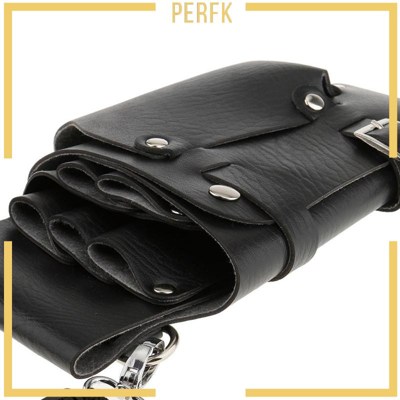 Túi Da PU Mềm Đeo Hông Đựng Kéo Cắt Tóc Màu Đen Chống Mài Mòn