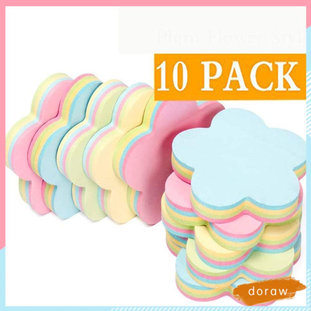 DORAW Set 10 Tấm 1000 Tờ Giấy Ghi Chú Tự Dính Hình Bông Hoa