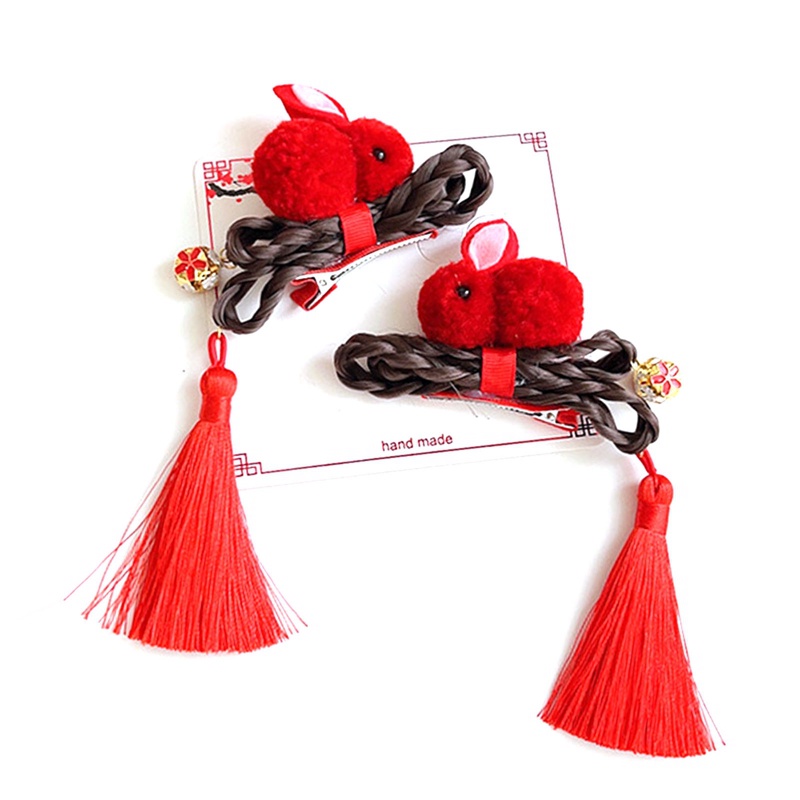 Set 2 Kẹp Tóc Giả Phong Cách Trung Hoa Dễ Thương Cho Bé Gái