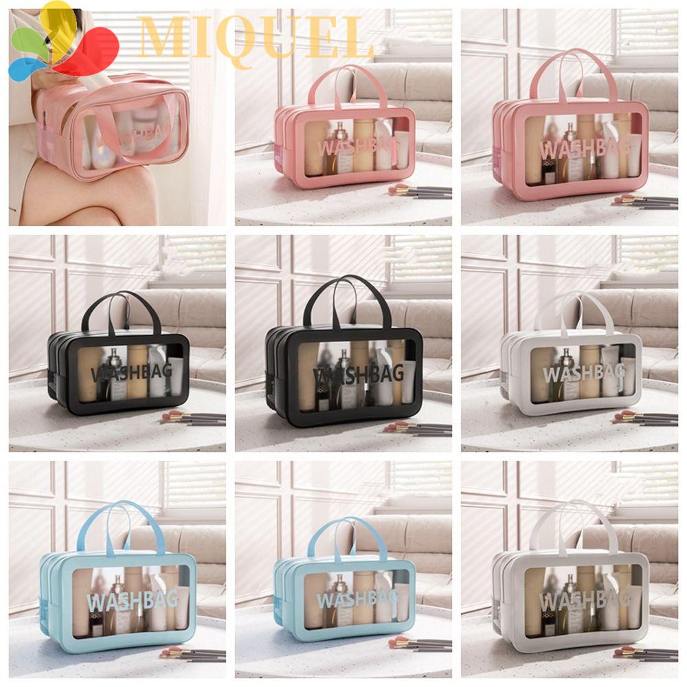 MIQUEL Túi Đựng Mỹ Phẩm Trong Suốt Hai Lớp Chống Thấm Nước In Chữ Thanh Lịch