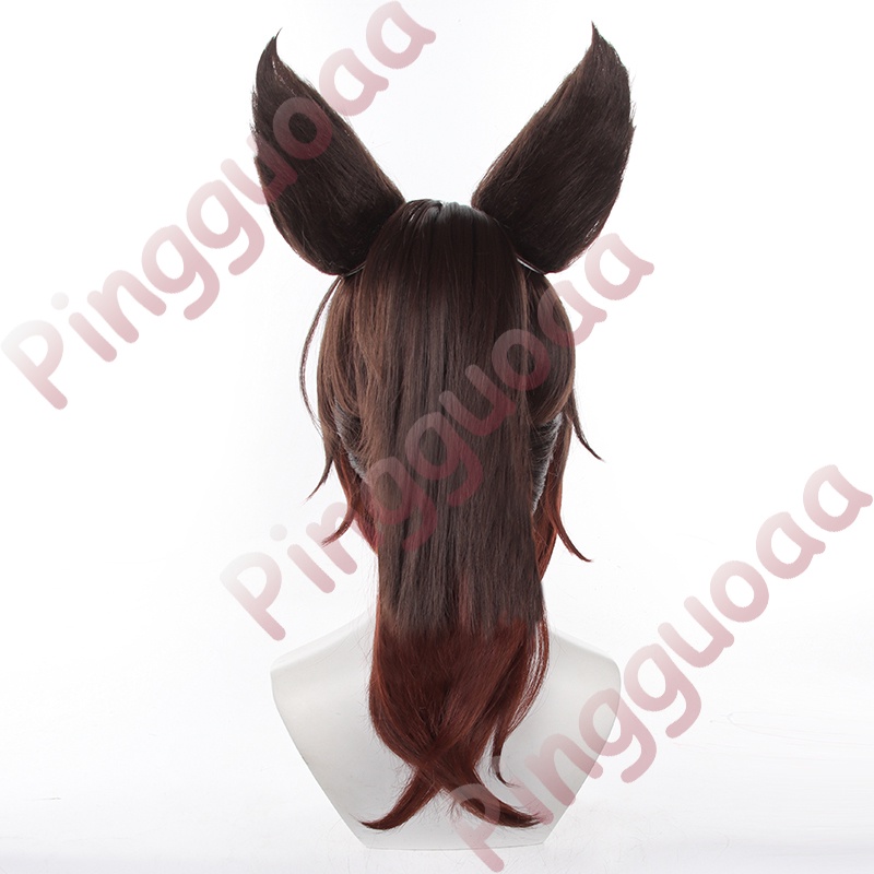 Honkai: Star Rail Tingyun Cosplay Wig 50cm Long Ponytail Wigs with Ears Heat Resistant Synthetic Hair