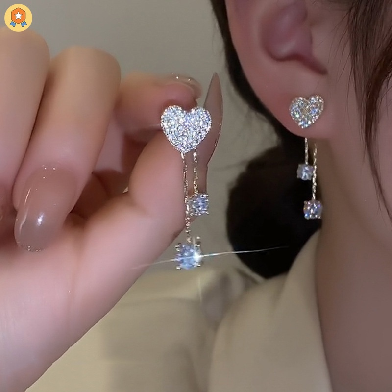 Đôi Bông Tai Dáng Dài Hình Hoa Và Bướm Đính Đá Zircon Thời Trang Cho Nữ HYJP2