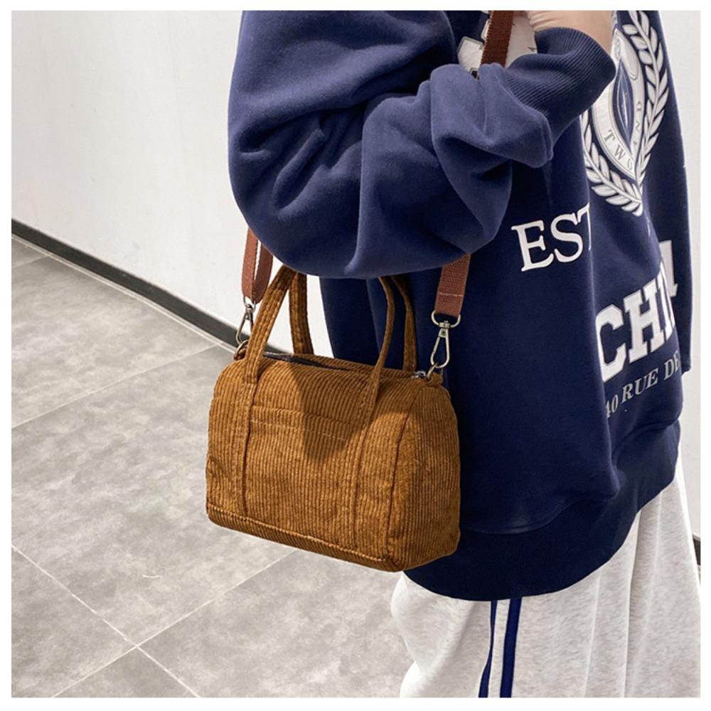 LEISURE Túi Đeo Chéo Mini Bằng Vải Nhung Có Khóa Kéo Phong Cách Retro Mới Cho Nữ