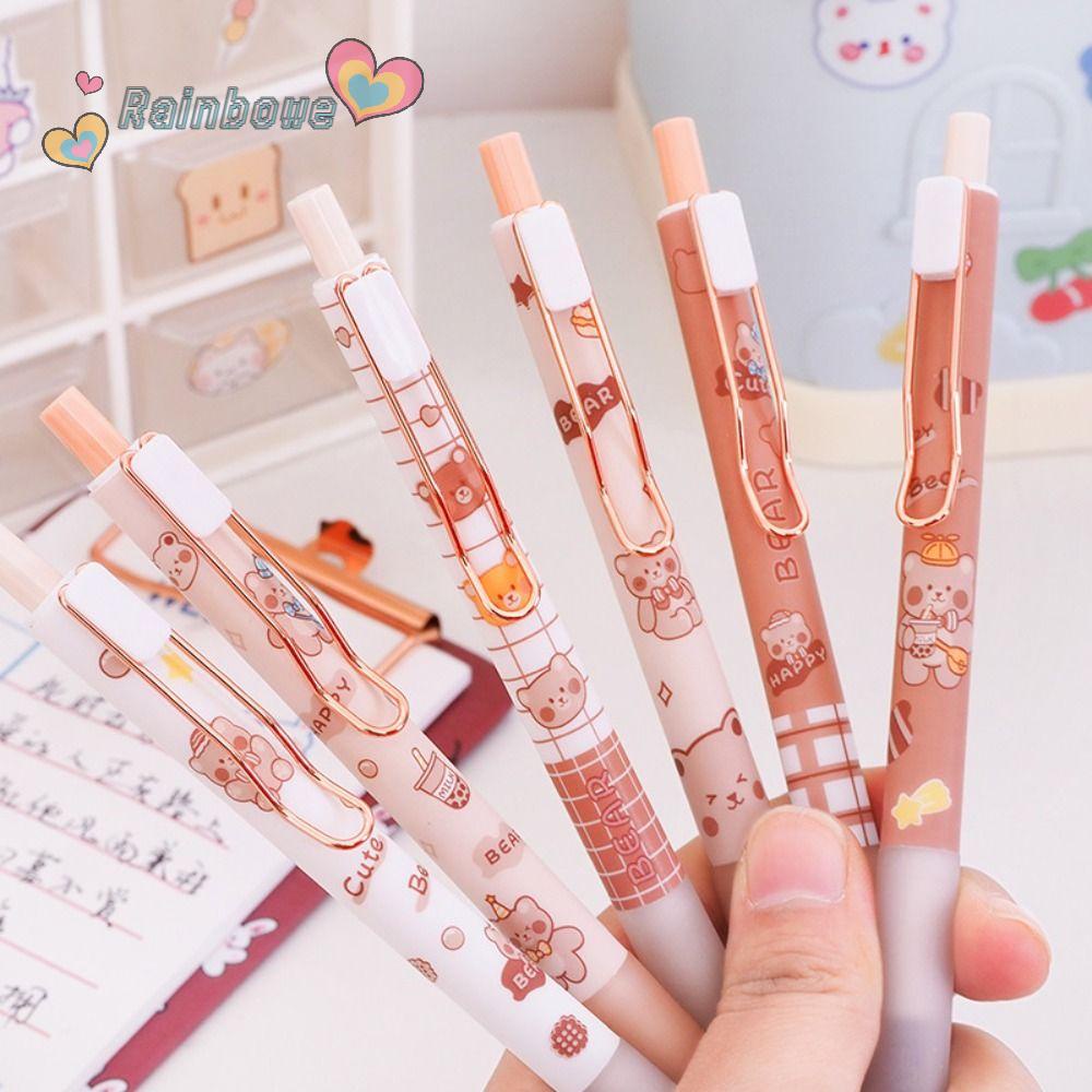 RAINBOW Set 6 Bút Mực Gel Họa Tiết Hoạt Hình Dễ Thương