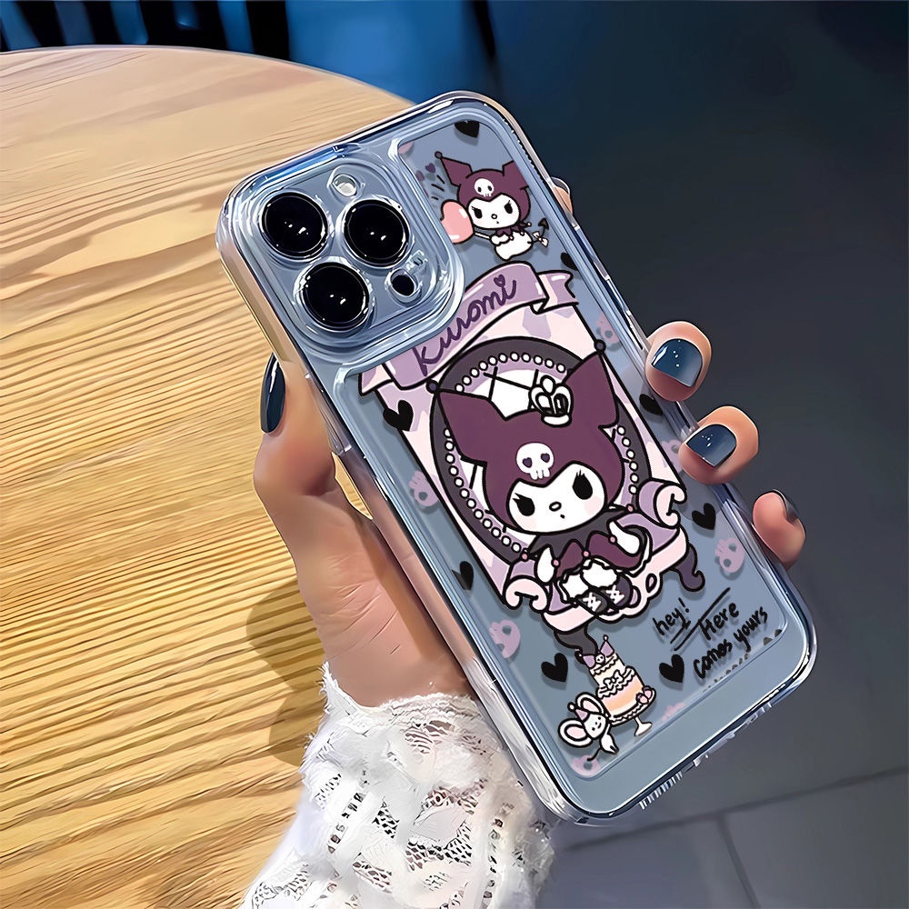 Ốp Điện Thoại Dẻo Màu Tối In Họa Tiết Kuromi Niche V1BU Chống Bụi Bẩn Cho Iphone11 12Promax 7 8p13