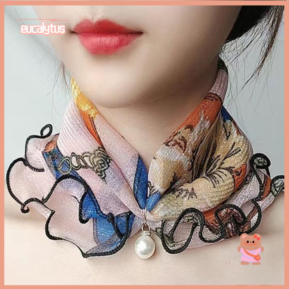 EUTUS Bộ 3 Khăn Choàng Ren Polyester 10 Kiểu Dáng Thanh Lịch Đa Dạng Dành Cho Nữ