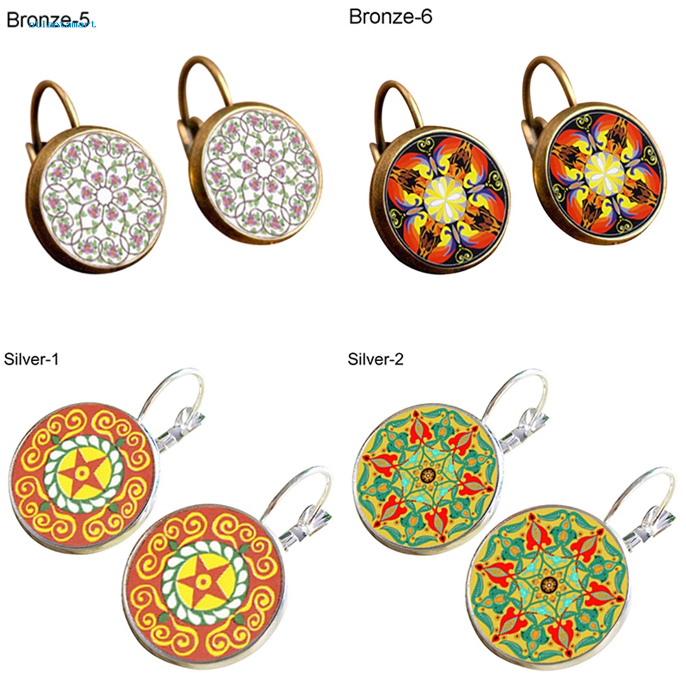 Túi Đựng Đồ Dùng Cao Cấp Tiện Dụng| Khuyên Tai Tròn Họa Tiết Hoa Mandala Thời Trang