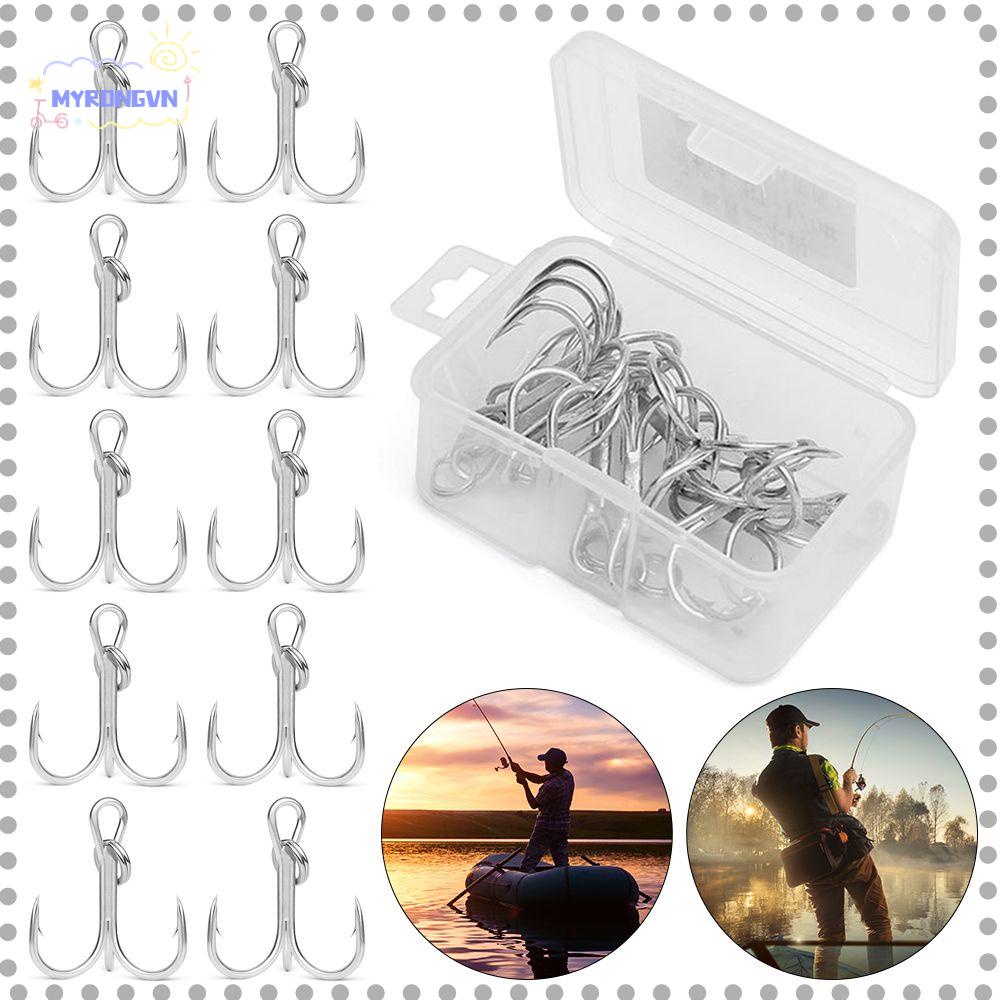 MYRONGVN Móc Câu Cá Ba Lưỡi Bằng Thép Cacbon Chất Lượng Cao