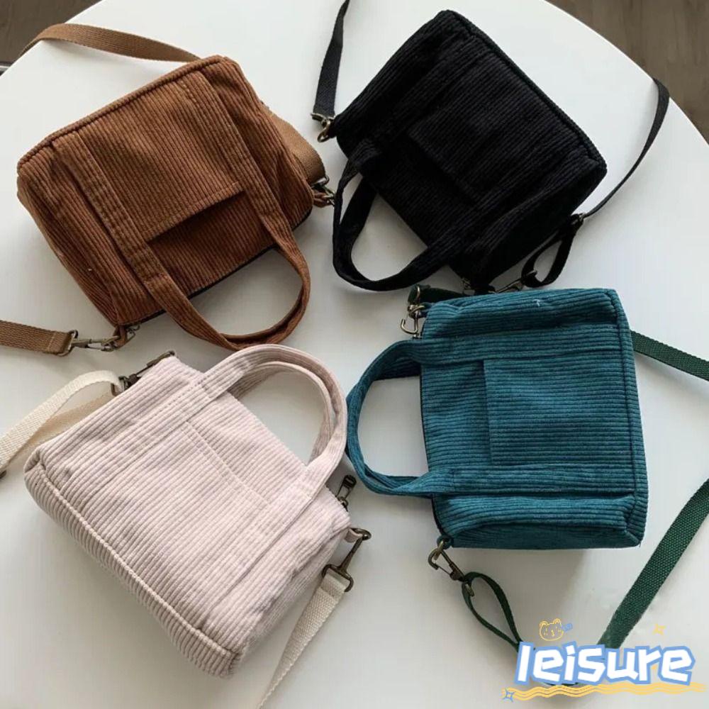 LEISURE Túi Đeo Chéo Mini Bằng Vải Nhung Có Khóa Kéo Phong Cách Retro Mới Cho Nữ