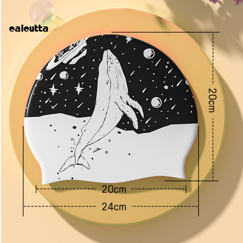 [calcutta] Mũ Bơi Bằng Silicone Dày Co Giãn Cao Không Bong Tróc In Hình Hai Mặt Chống Thấm Nước Thoải Mái Khi Đi Bơi Tóc Ngắn Xoăn Dài Trung Bình