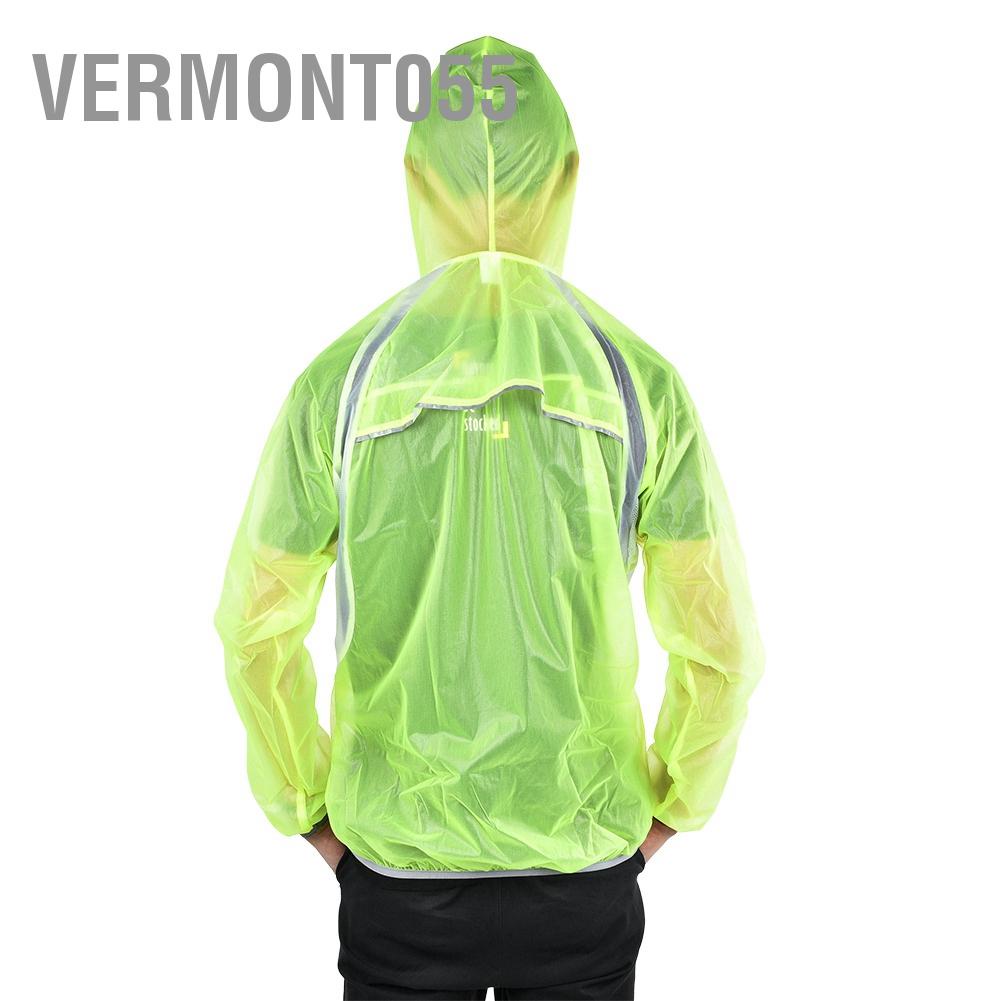 Vermont055 Huỳnh Quang Xanh Unisex Phản Xe Đạp Đi Áo Khoác Thoáng Khí Mưa Có Mũ Trùm Đầu