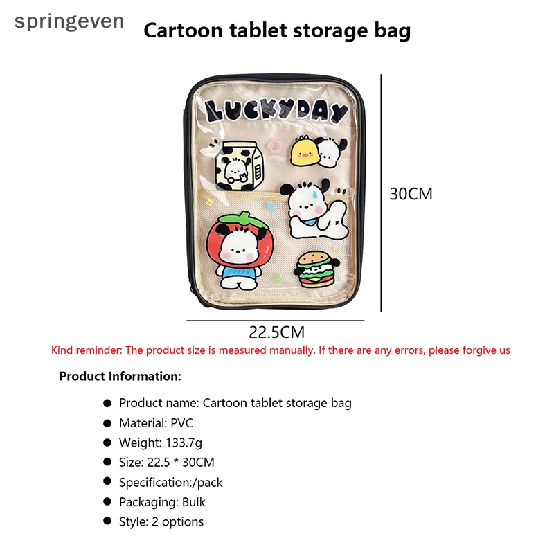 Túi Đựng Máy Tính Bảng 11 Inch Bằng PVC Trong Suốt Chống Thấm Nước Họa Tiết Hoạt Hình Dễ Thương