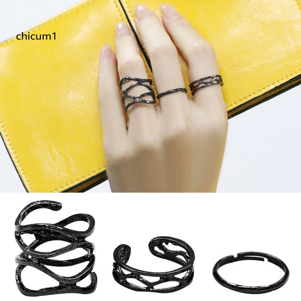 Nhẫn Đeo Khớp Ngón Tay Màu Đen Phong Cách Vintage Tinh Tế Có Thể Điều Chỉnh