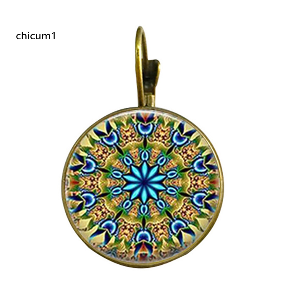 Khuyên Tai Mặt Tròn Họa Tiết Hoa Phong Cách Vintage