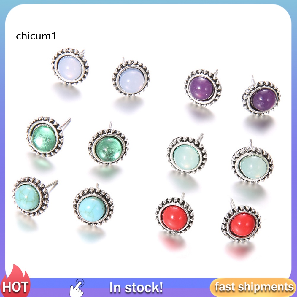 Set 6 Cặp Hoa Tai Phong Cách Vintage Thời Trang Cho Nữ