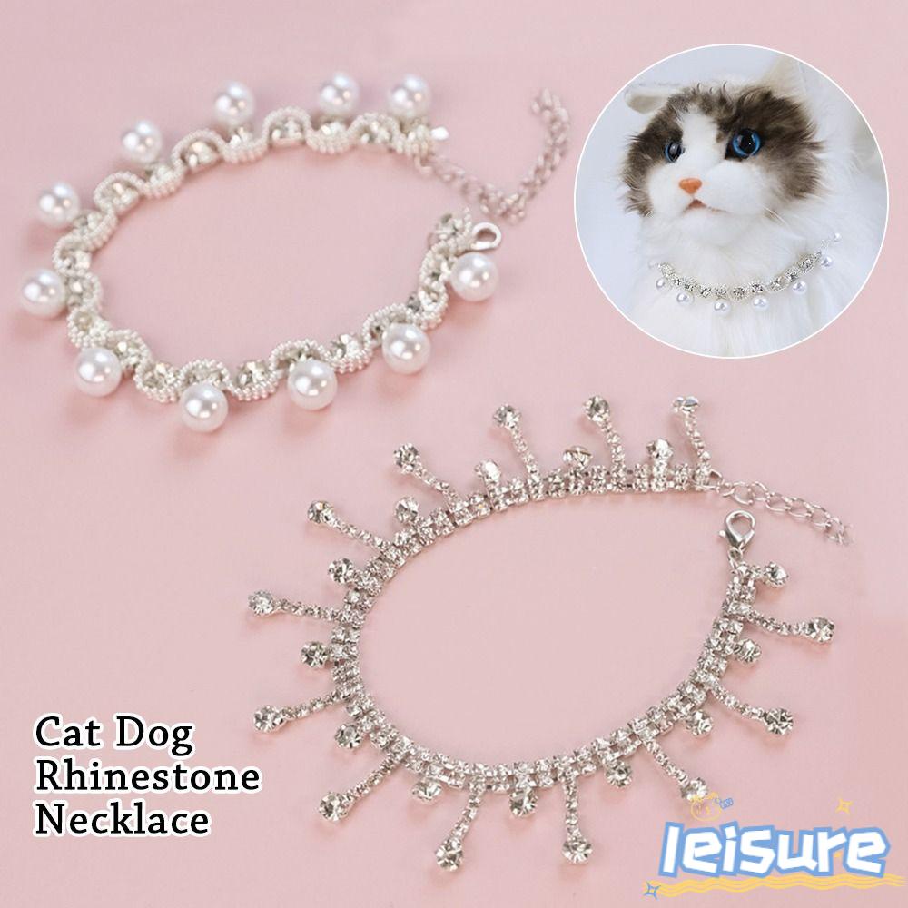 LEISURE Vòng Cổ ĐíNh Đá Dễ Thương Cho Thú Cưng