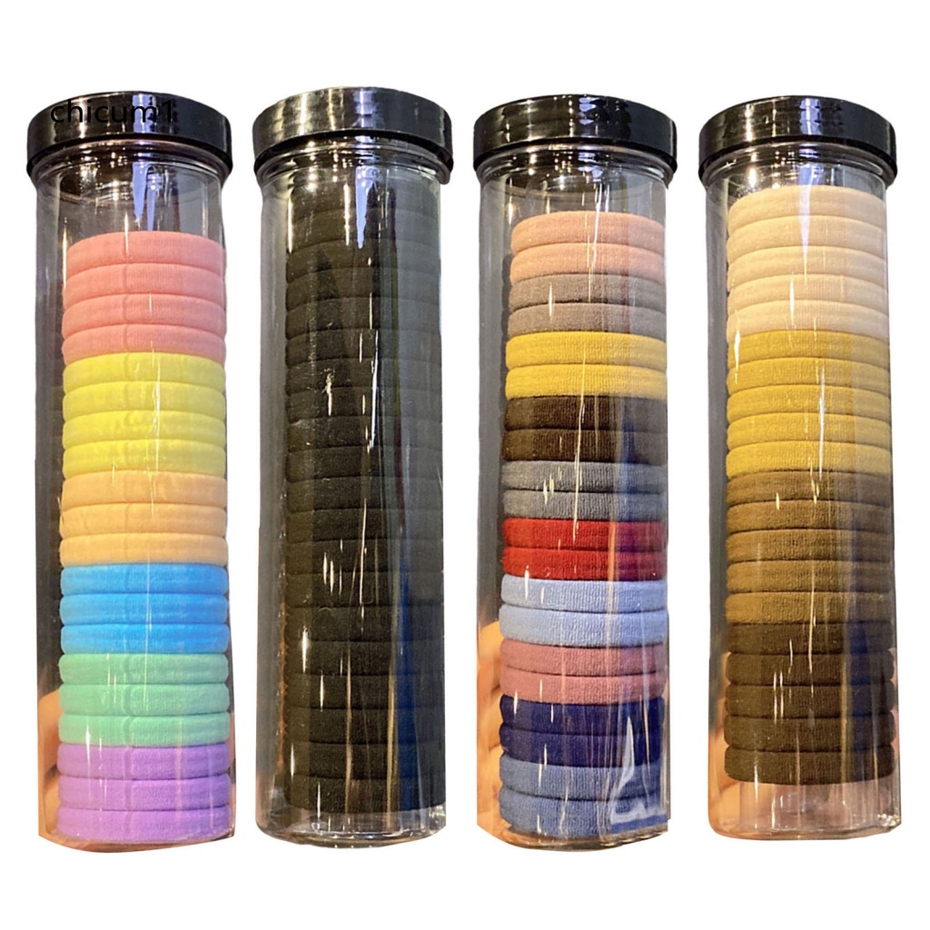 Set 20 Dây Cột Tóc Co Giãn Siêu Mềm Chống Trượt Màu Trơn Cho Nữ