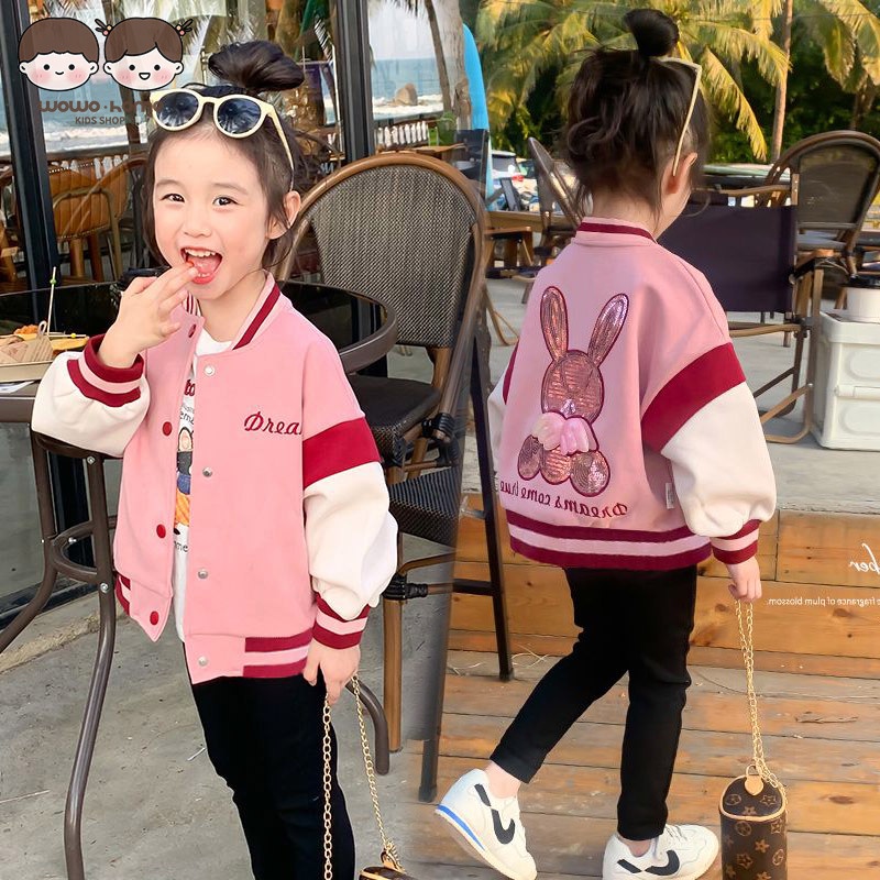 Áo Khoác Bóng Chày Phong Cách Phương Tây Thời Trang Xuân Thu Cho Bé Gái