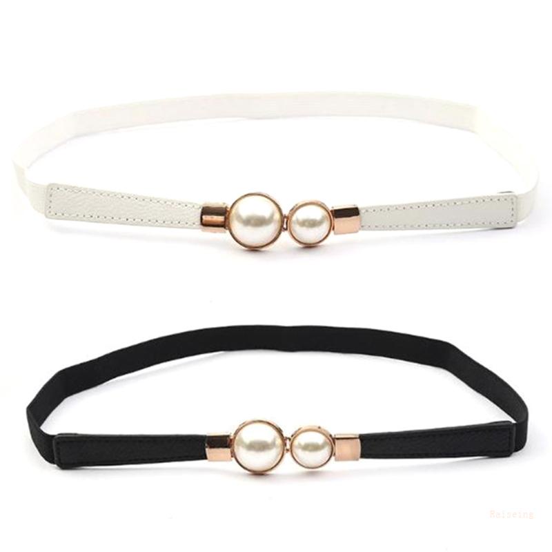 Thắt Lưng Bằng Da Có Khóa Đính Ngọc Trai Giả Có Thể Điều Chỉnh Cho Nữ