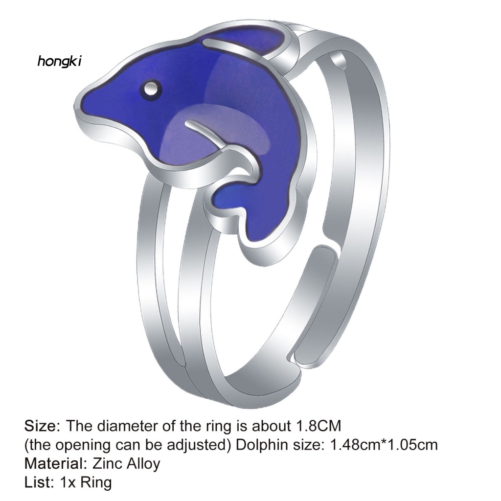 Nhẫn Hình Cá Heo Đổi Màu Theo Nhiệt Độ Dễ Thương Cho Nữ