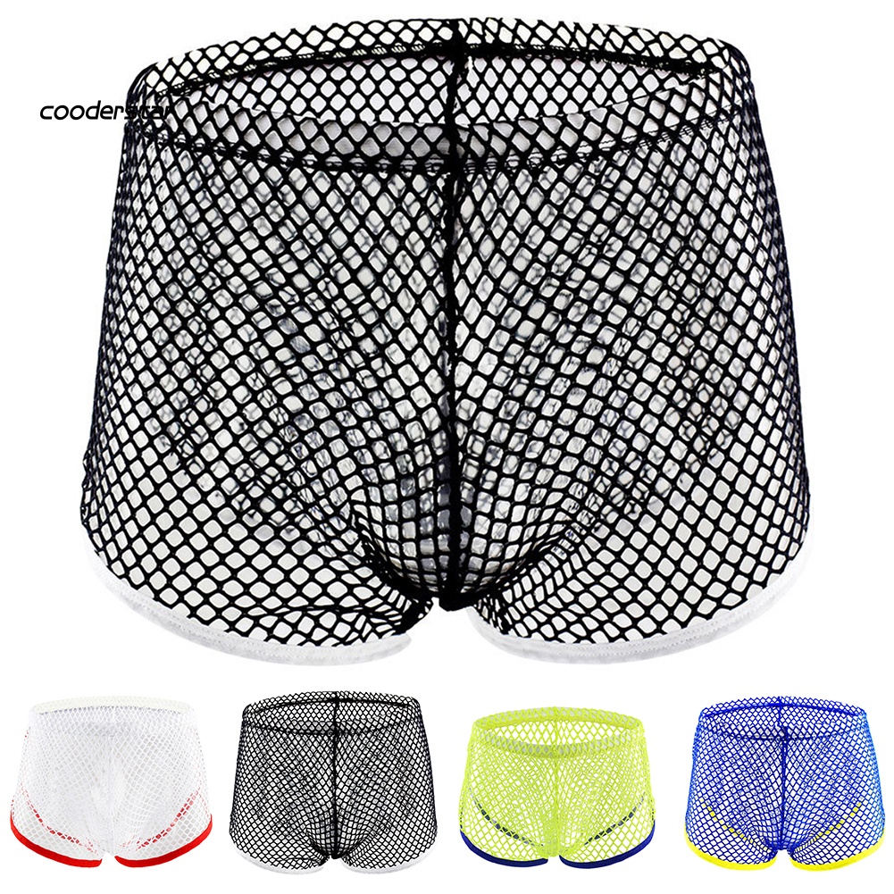 Quần Lót Boxer Lưng Thấp Phối Lưới Thoáng Khí Thời Trang Quyến Rũ Cho Nam