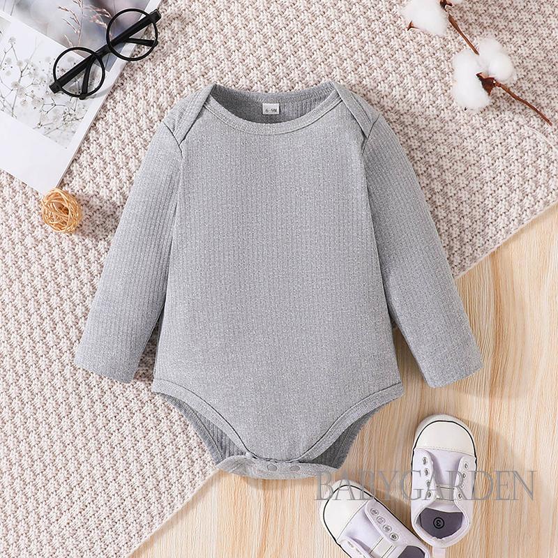 Set 3 Áo Liền Quần Tay Dài Cổ Tròn Màu Trắng Đen Dành Cho Bé Trai 0-18 Tháng Tuổi