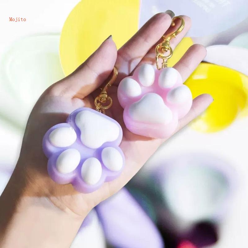 Khuôn Silicone Làm Móc Khóa Hình Dấu Chân Mèo 8 Ngăn