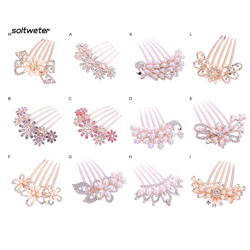 Lược Cài Tóc Năm Răng Đính Đá Lấp Lánh Dễ Sử Dụng