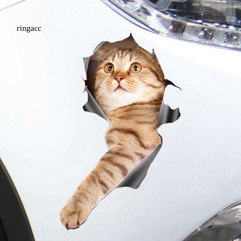 Sticker Dán Xe Hơi Tạo Hiệu Ứng 3D Chống Nước Không Phai Hình Mèo Dễ Thương