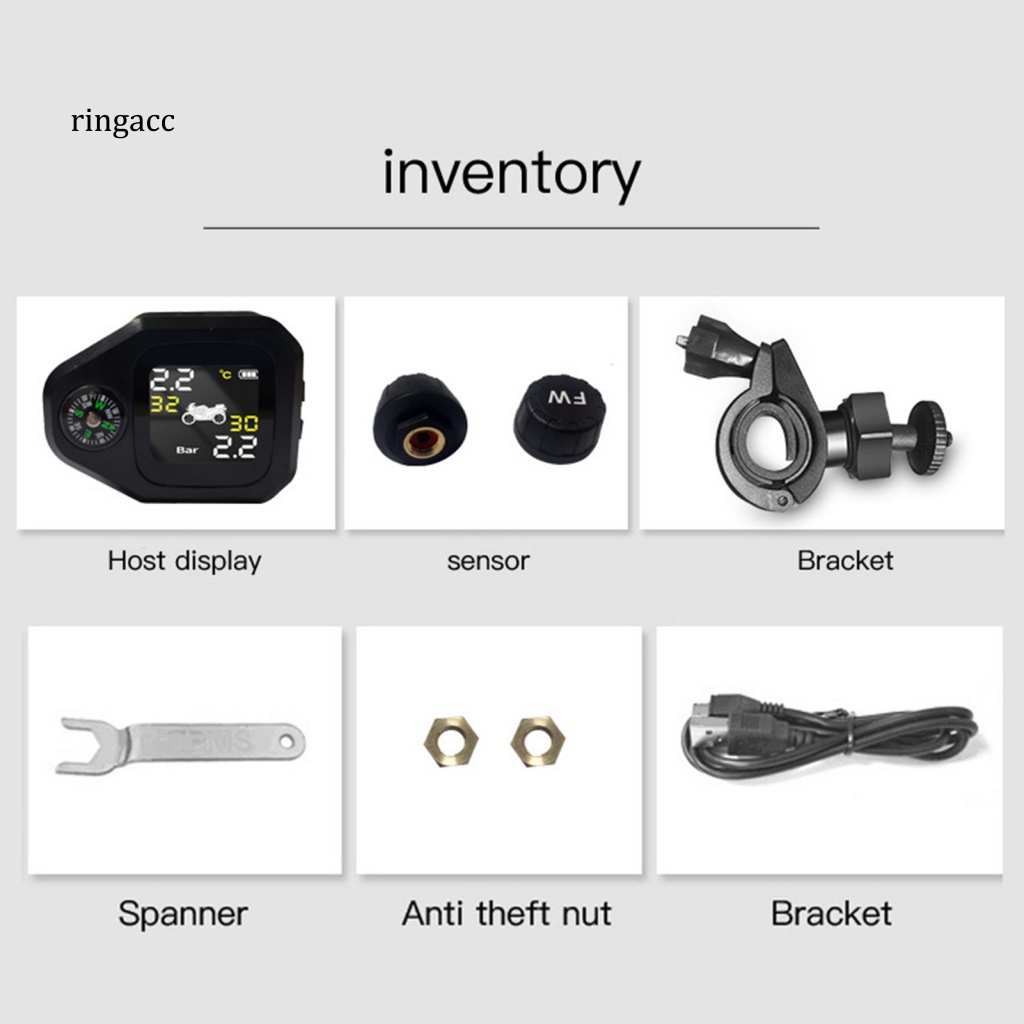 Rga Thiết Bị Cảm Biến Áp Suất Lốp Xe Máy TPMS Có La Bàn Chống Bụi Dễ Lắp Đặt Công Suất Cao Màn Hình LCD