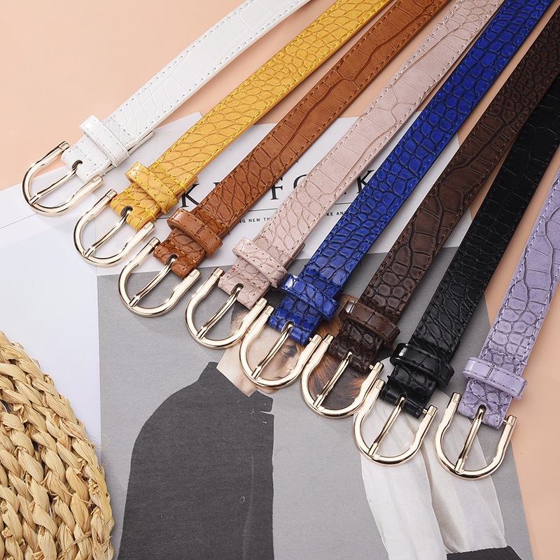 Thắt Lưng Da PU Khóa Vàng Phong Cách Retro Thời Trang Cho Nữ
