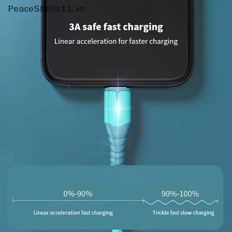 Cáp Sạc Nhanh USB 3A Có Đèn LED Chất Lượng Cao Cho Điện Thoại