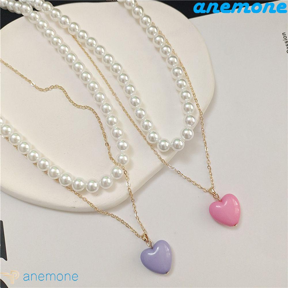 ANEMONE Vòng cổ Hai Lớp Mặt Trái Tim