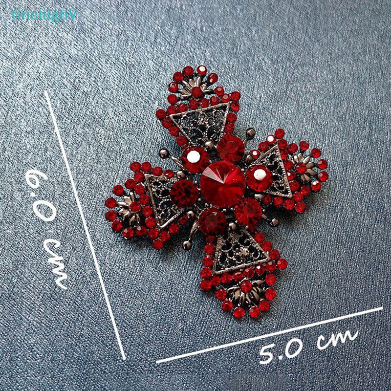 [TinchighV] Trâm Cài Áo Hình Thánh Giá Đính Đá Đỏ Phong Cách Vintage Cho Nữ [Mới]