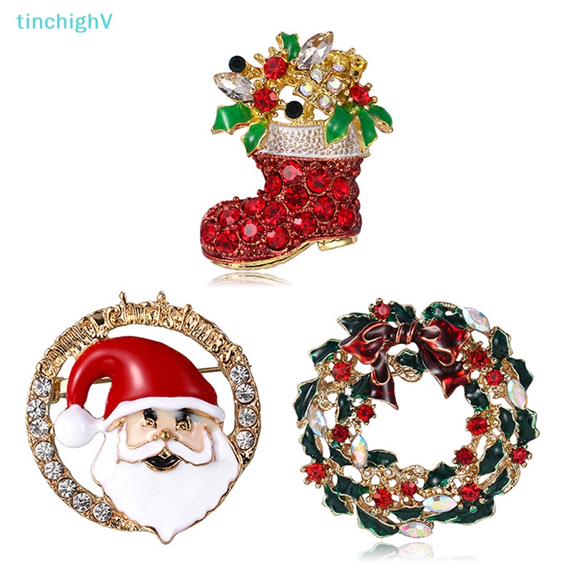[TinchighV] Ghim Cài Áo Họa Tiết Giáng Sinh / Năm Mới Đính Đá Pha Lê Trang Trí Cây Thông Noel