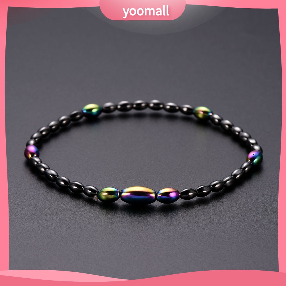 Lắc Chân Chuỗi Hạt Đá Hematite Nhân Tạo Màu Cầu Vồng Thời Trang Cho Nữ