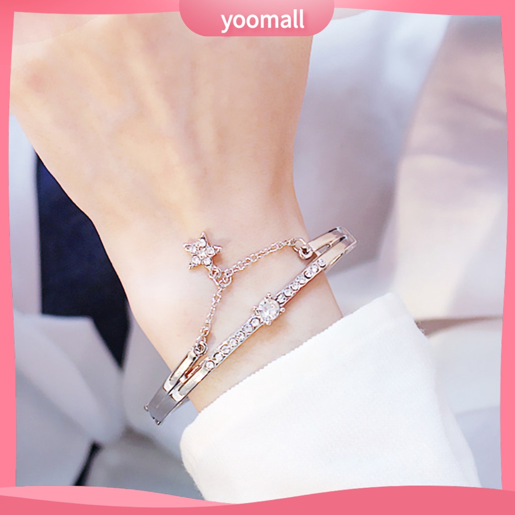Vòng Tay Đính Đá Hình Ngôi Sao Năm Cánh Lấp Lánh Dành Cho Nữ