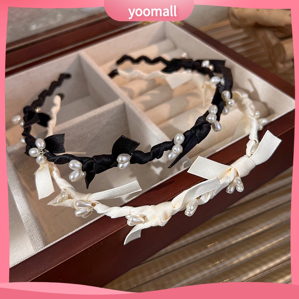 Băng Đô Cài Tóc Đính Ngọc Trai Nhân Tạo Chống Trượt Cho Nữ