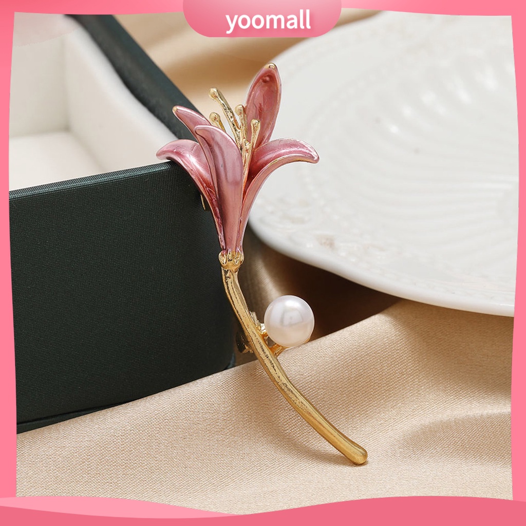 Ghim Cài Áo Hình Hoa Tulip Đính Ngọc Trai Nhân Tạo Phong Cách Vintage