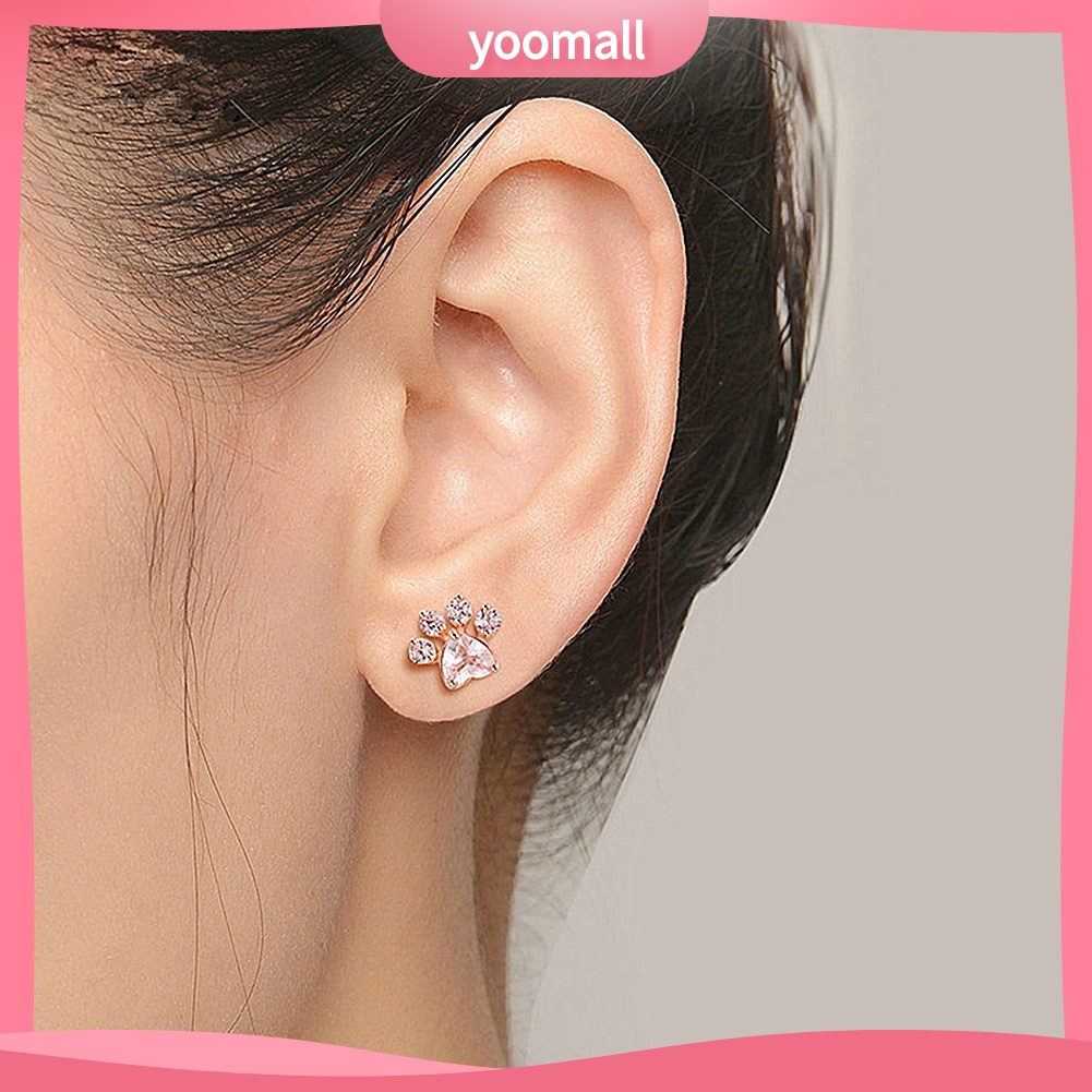 Khuyên Tai Đính Đá Hình Bàn Chân Dễ Thương Có Thể Điều Chỉnh