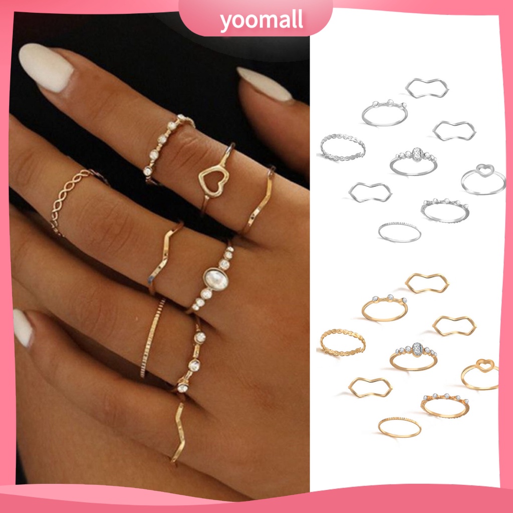 Bộ 9 Nhẫn Đeo Tay Thiết Kế Đơn Giản Sáng Tạo Phong Cách Vintage