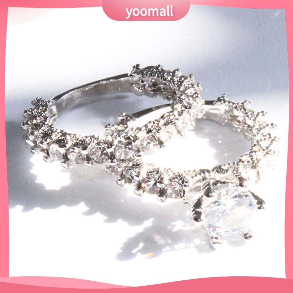 1 Cặp Nhẫn Đính Đá Toàn Diện Không Phai Màu Trọng Lượng Nhẹ Dành Cho Nữ