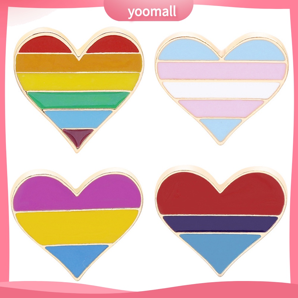 Ghim Cài Áo Hình Trái Tim Màu Cầu Vồng Dễ Thương
