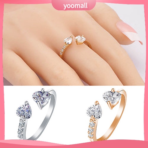 Nhẫn Đồng Đính Đá Hình Trái Tim Xinh Xắn Cho Nữ