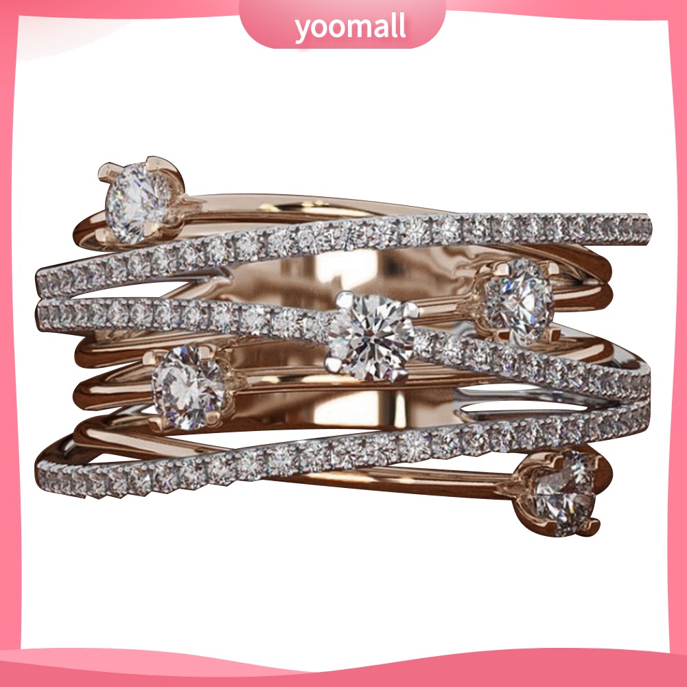 Nhẫn Cưới Hai Màu Đính Đá Zircon Thời Trang Dành Cho Nữ