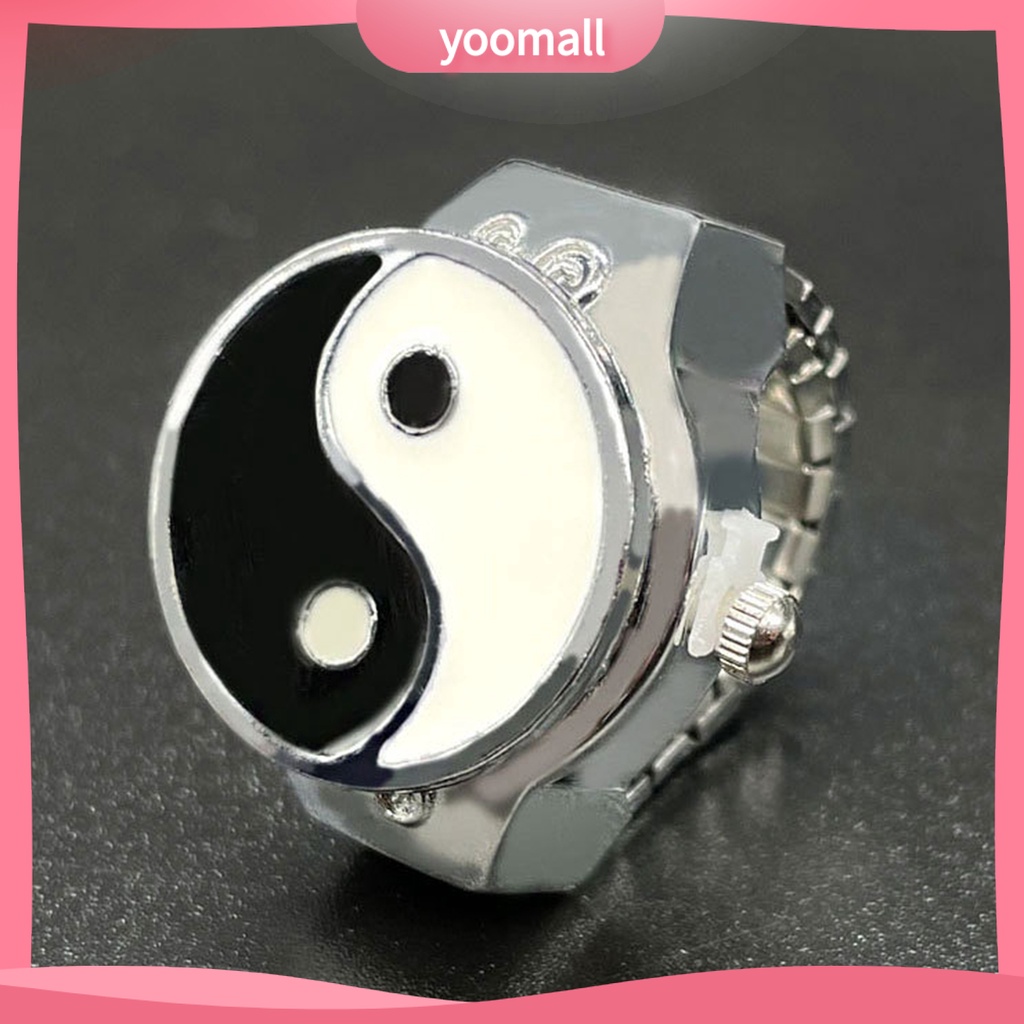 Nhẫn Đồng Hồ Đeo Tay Mặt Tròn Chạm Khắc Hình Thái Cực Quyền Phong Cách Cổ Điển Thời Trang Cho Nam Và Nữ