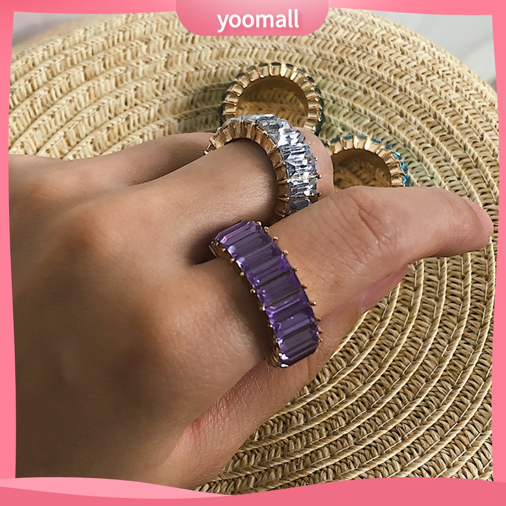 Nhẫn Đính Đá Zirconia Hình Vuông Toàn Diện Dành Cho Nữ