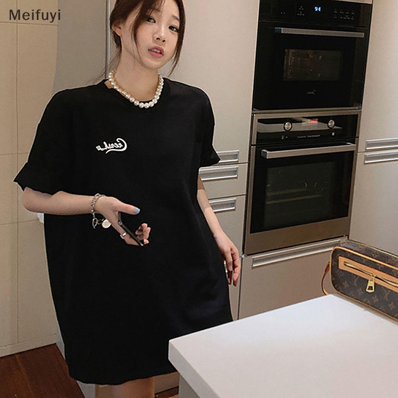 [Meifuyi] Summer Letter Printed Short Sleeve T-shirt Women Round Neck Casual Loose T-shirt COD