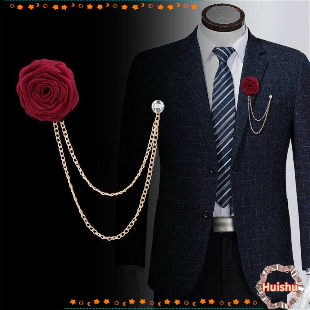 HS Trâm Cài Áo Hình Hoa Hồng Đính Đá Thời Trang Cho Nam