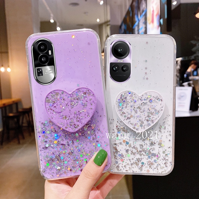 Ốp Điện Thoại Mềm Hình Ngôi Sao Lấp Lánh Có Giá Đỡ Cho OPPO Reno10 Reno10 Pro + Plus 5G 2023 OPPOReno10 Pro 5G